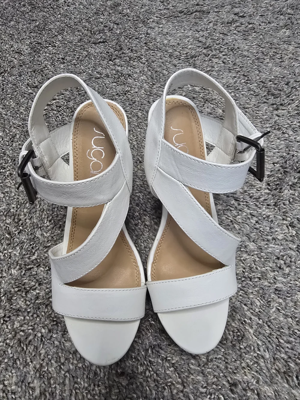 Sugar White Strappy Wedge Sandals